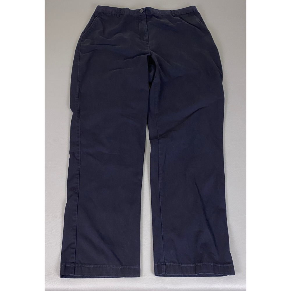 Lands End Chino Pants Women's 16T Navy Blue Fit 3 Straight Leg Elastic Waist